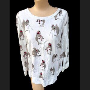 Ladie’s Style & Co Crewneck Squirrel Graphic M Sweatshirt Winter White